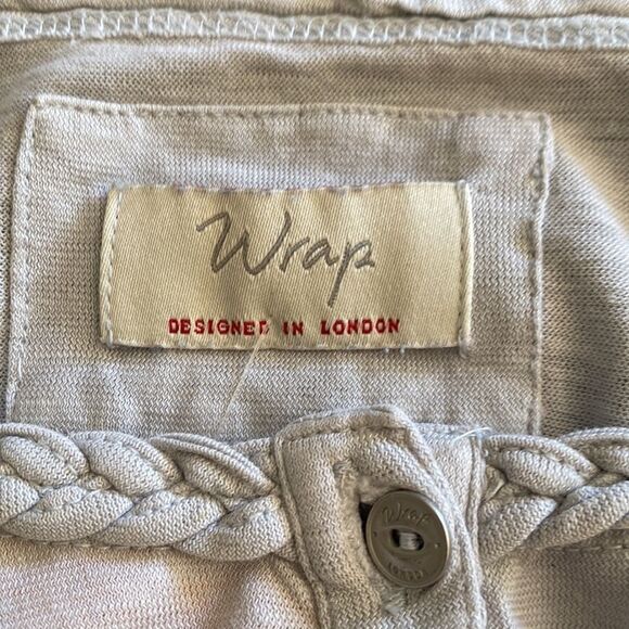 Wrap Size 10 Grey Tunic Long Sleeve Button Down Weave Neckline - Picture 6 of 7